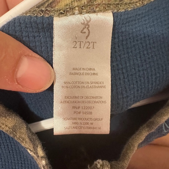 Browning Toddler Blue Camo Waffle Long Sleeve T-shirt Size 2T - Picture 9 of 9